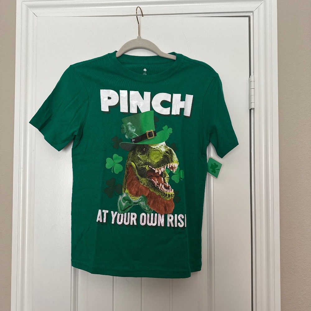 Green “Pinch At Your Own Risk” Dinosaur St. Patrick’s Day T-Shirt